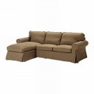 IKEA Ektorp Loveseat sofa with Chaise COVER Slipcover IDEMO LIGHT BROWN Cotton