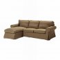 IKEA Ektorp Loveseat sofa with Chaise COVER Slipcover IDEMO LIGHT BROWN Cotton Original