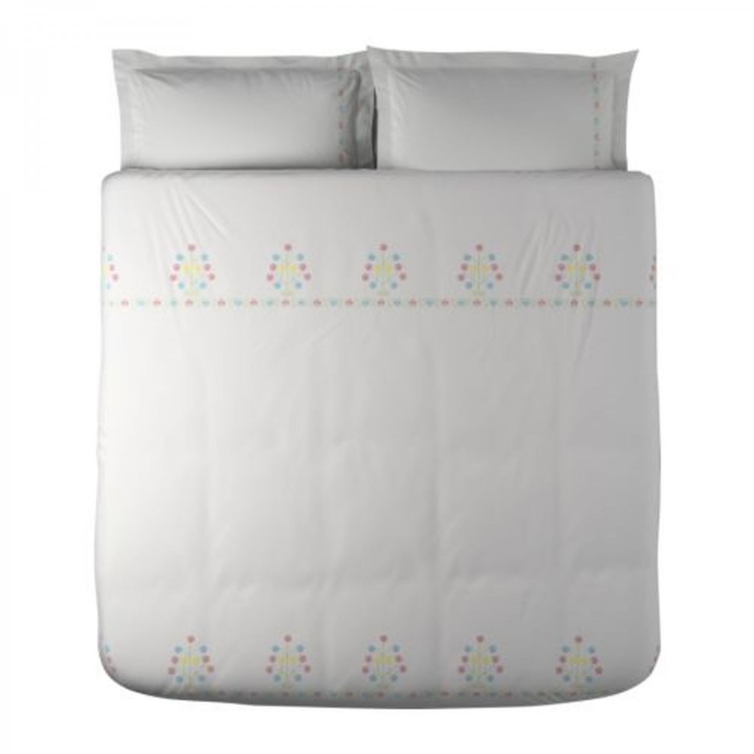 IKEA ALVINE SPIRA WHITE Embroidered DUVET COVER QUEEN
