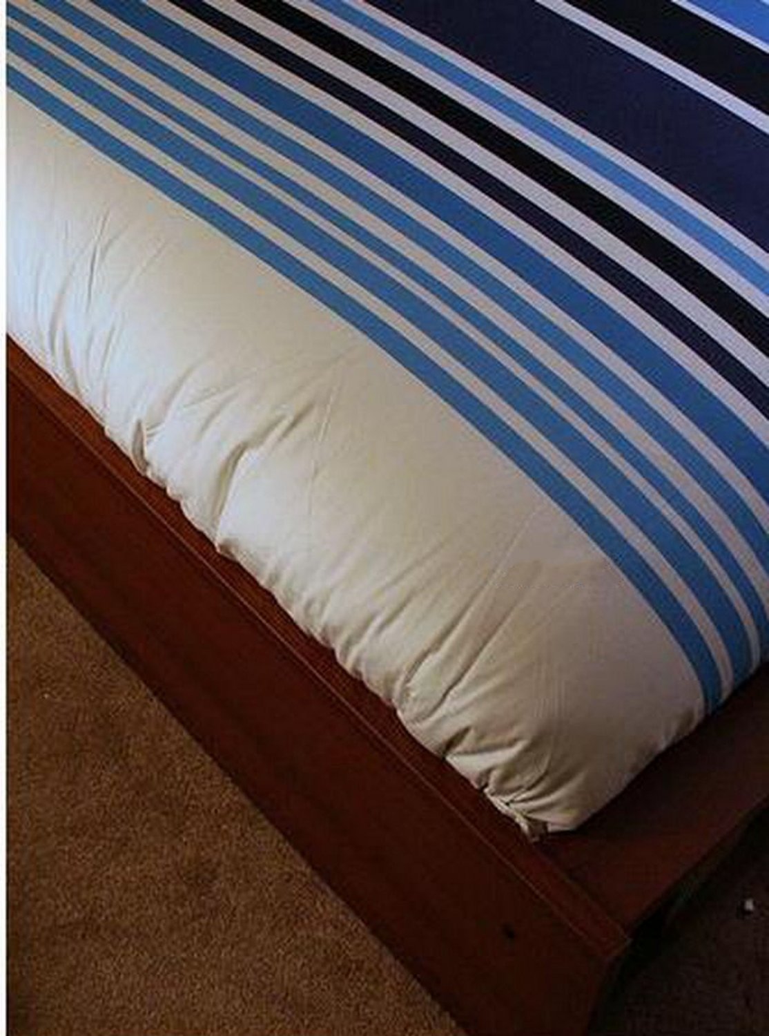 IKEA ETHEL Stripes KING Duvet COVER Pillowcases Set BLUE White