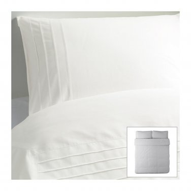 IKEA Alvine Stra WHITE Pleated KING DUVET COVER and Pillowcases Set STRÃ