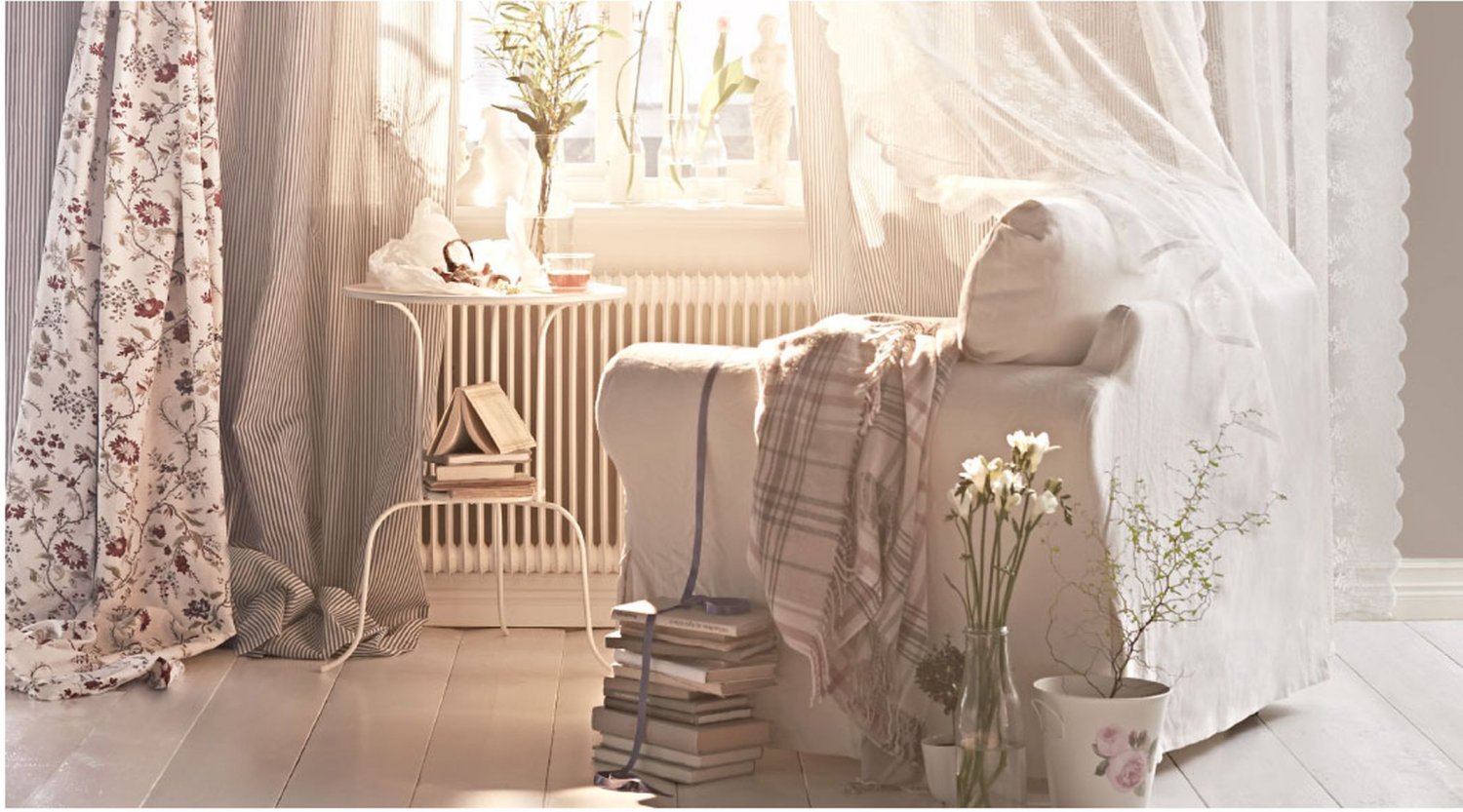 IKEA Alvine Spets White LACE CURTAINS Drapes Victorian Romantic