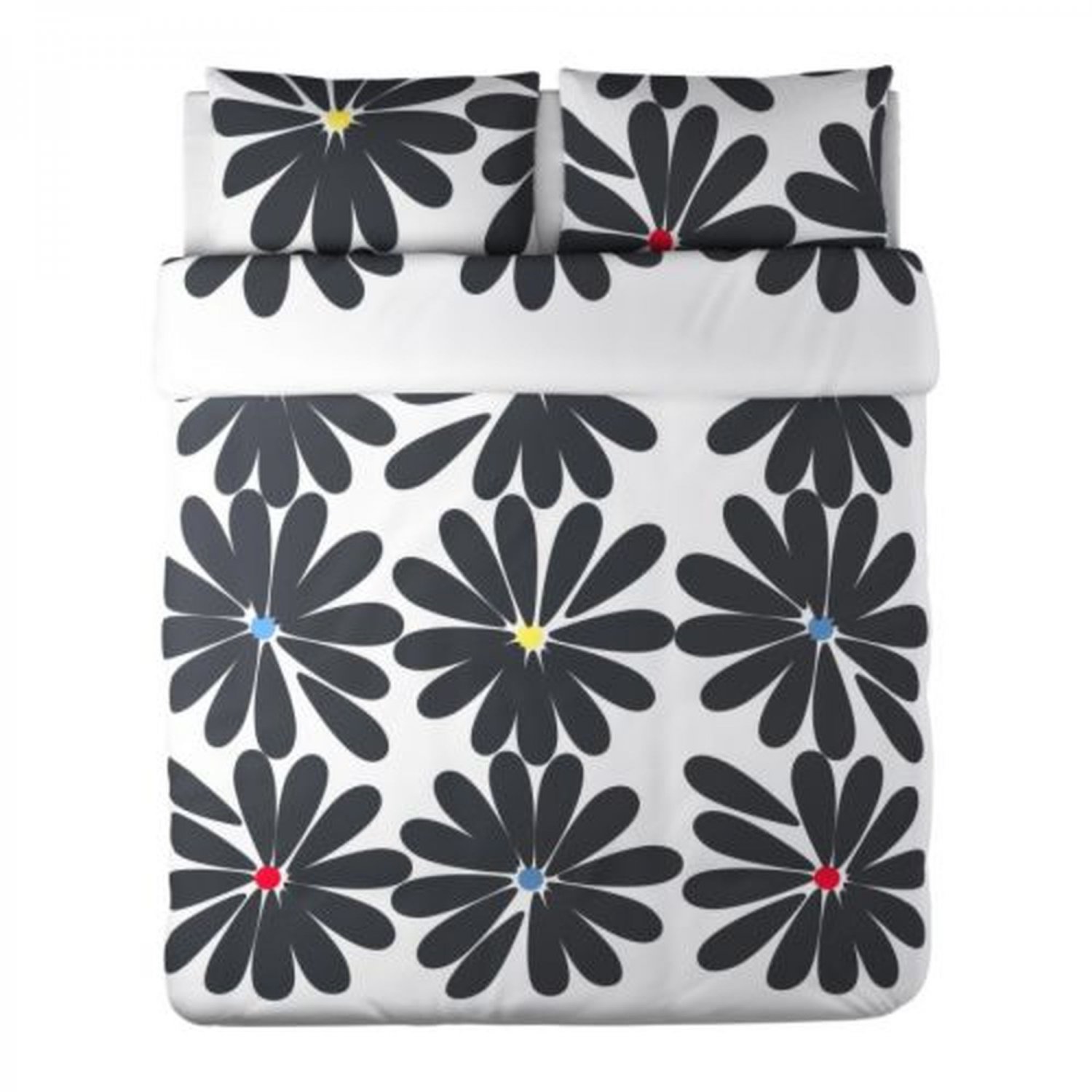 Ikea Hedda Blom King Duvet Cover Set Black White Floral