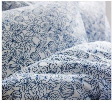 Ikea Bladvass Twin Duvet Cover Set Blue White Floral Single