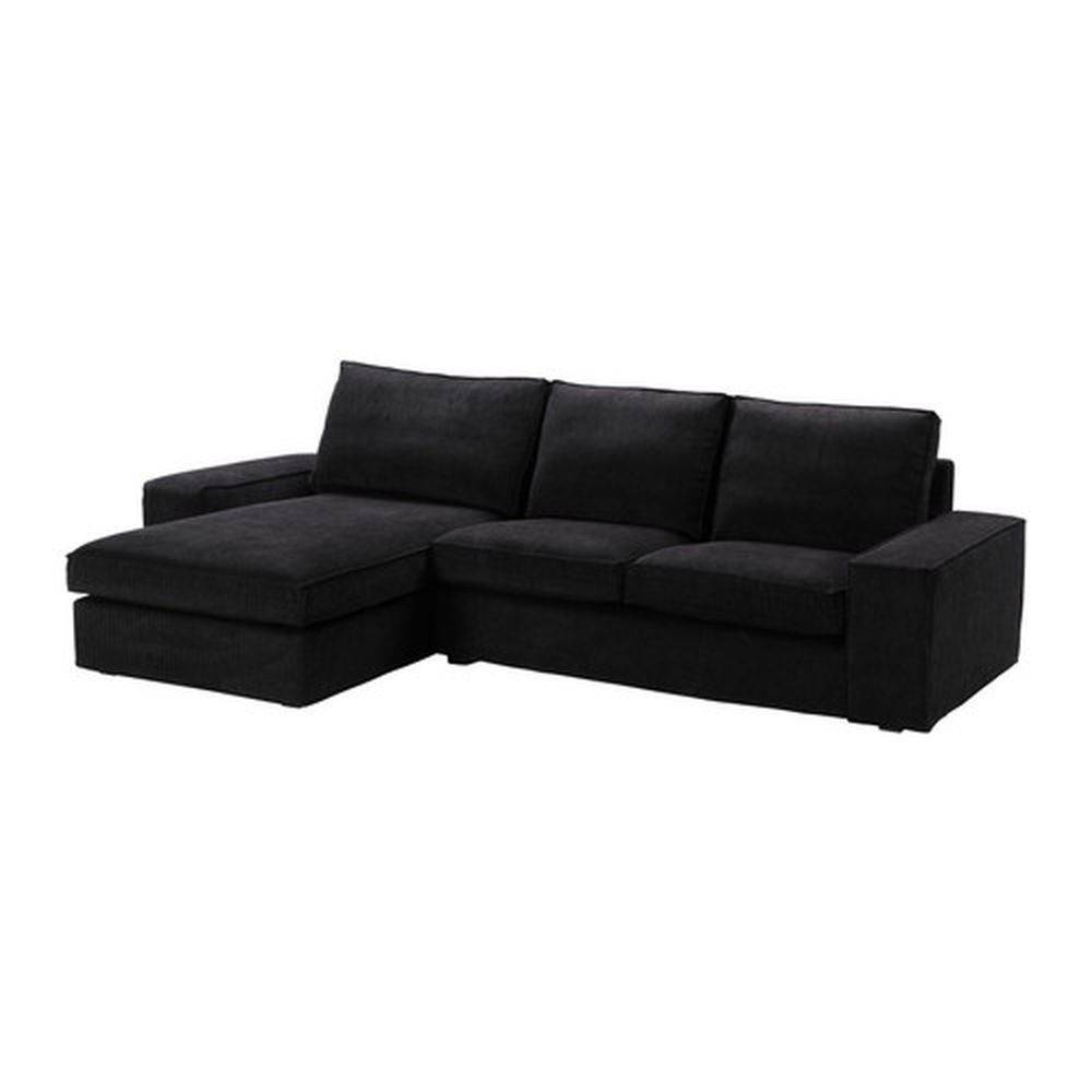 IKEA KIVIK 2 Seat Loveseat Sofa w Chaise SLIPCOVER Cover TRANAS BLACK ...