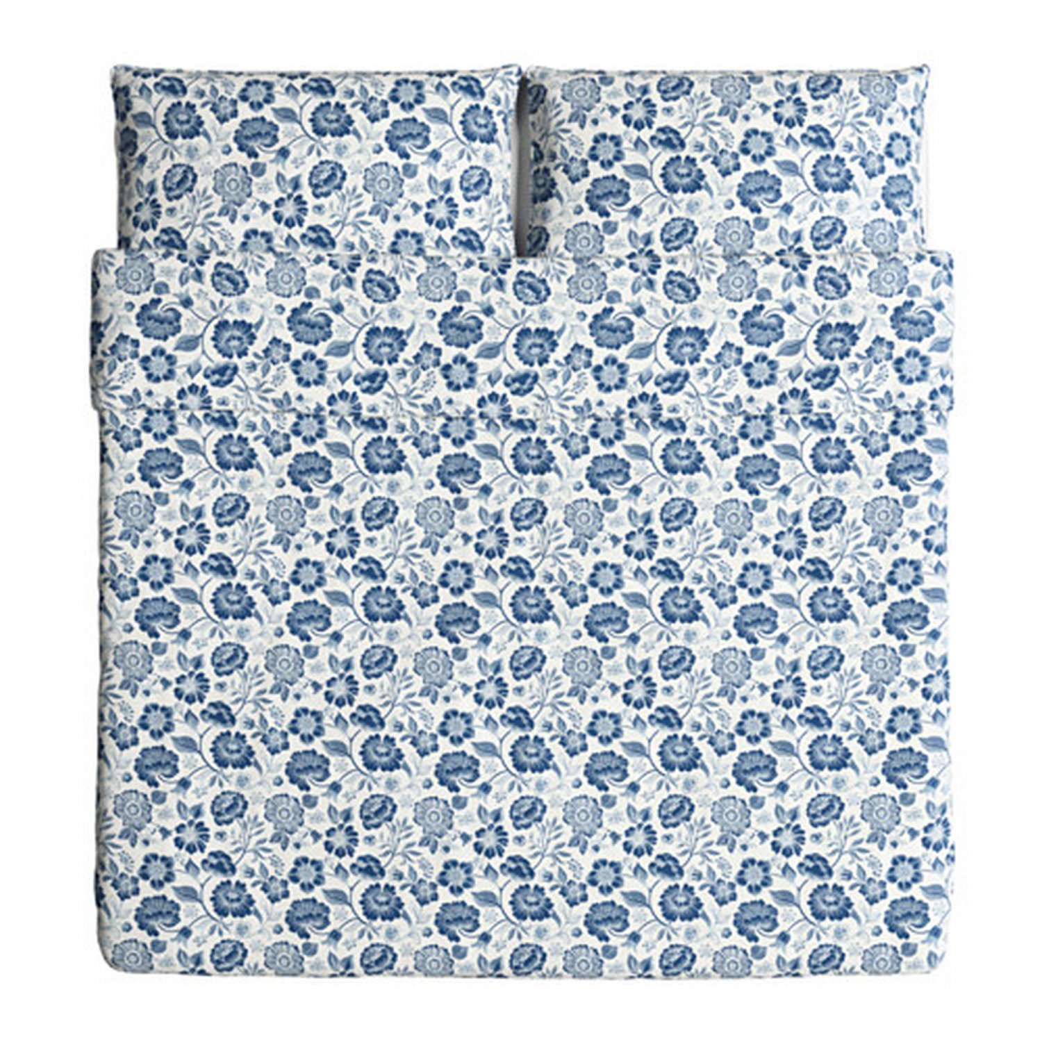 IKEA ANGSORT Linen KING Duvet COVER Pillowcases Set BLUE White Floral