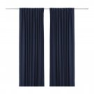 IKEA Werna CURTAINS Drapes 2 Panels DARK BLUE Block Out 118"