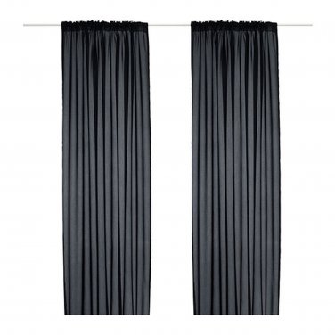 IKEA Vivan  CURTAINS Drapes BLACK 2 Panels
