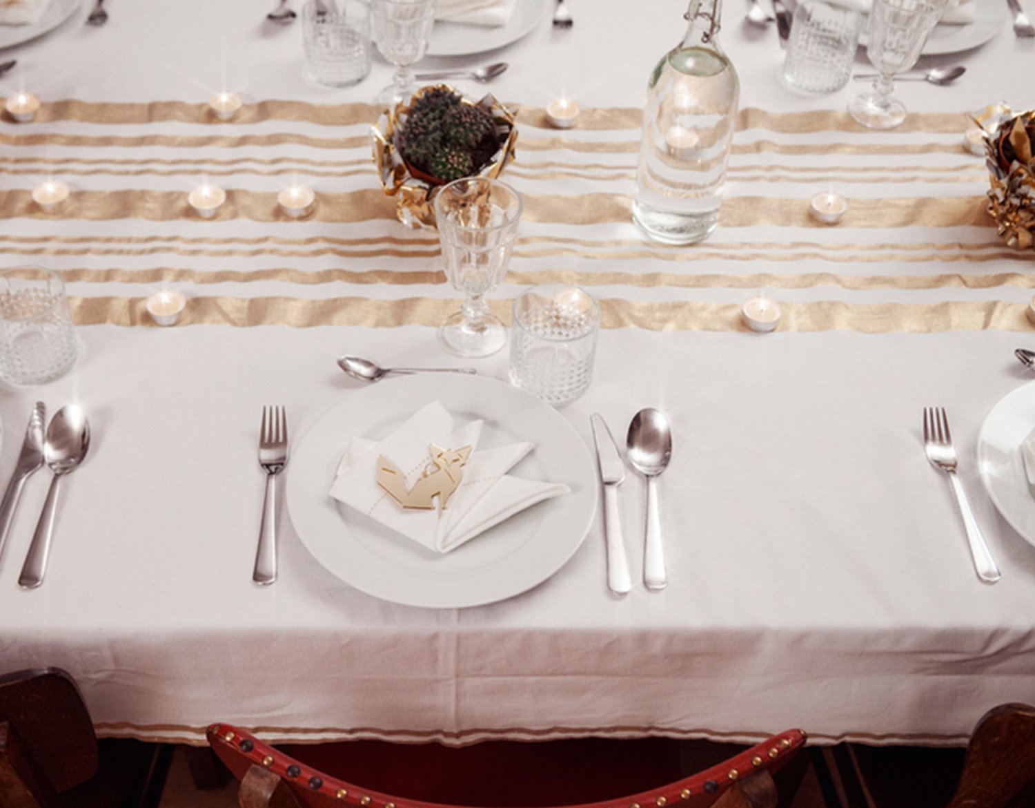 IKEA VINTERFINT TABLECLOTH GOLD WHITE Cotton Stripe