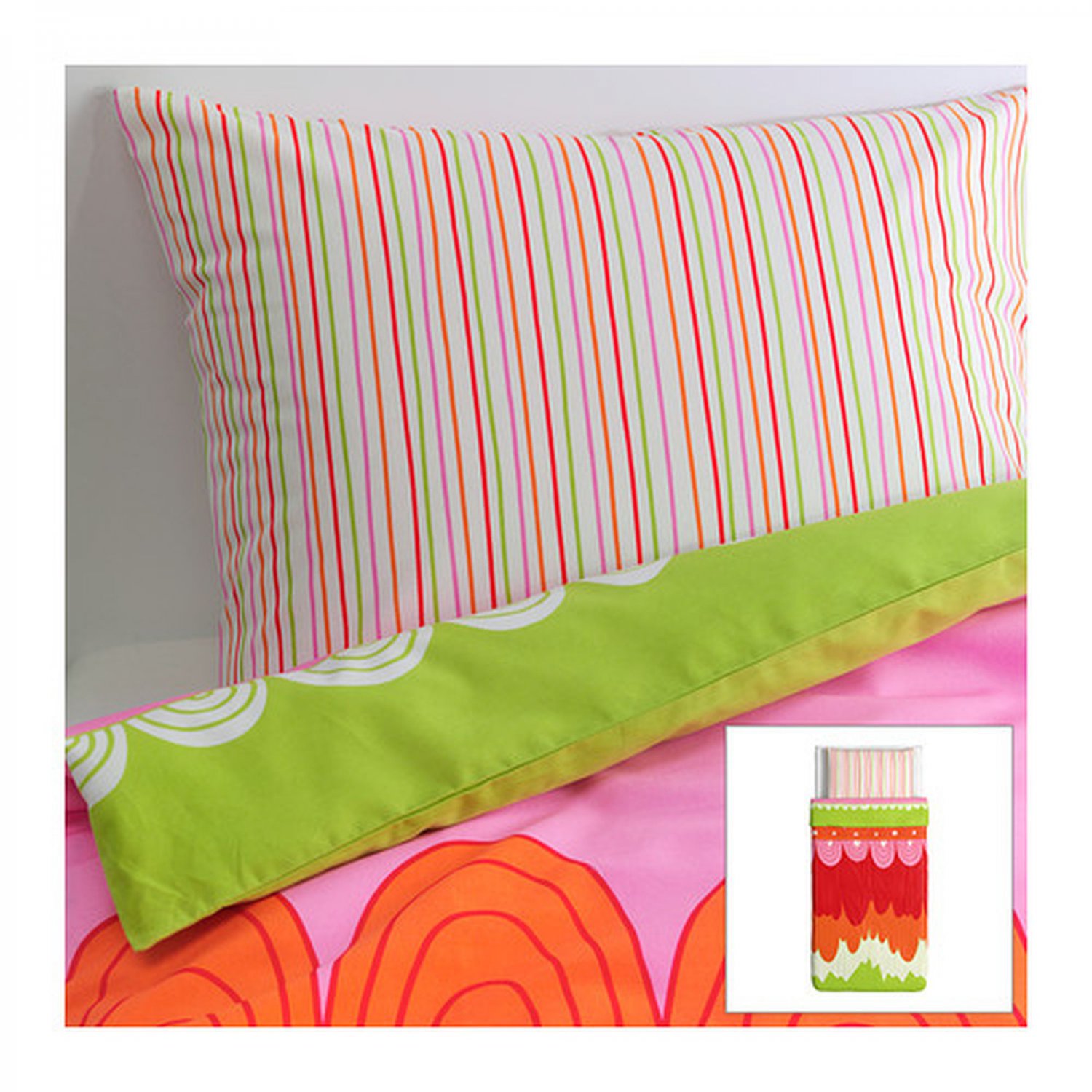 Ikea Angskrasse Twin Duvet Cover Pillowcase Set Multicolor Angskrasse