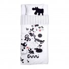 IKEA BARNSLIG PARK TWIN Duvet COVER Pillowcase Set White Black Animals Stripes