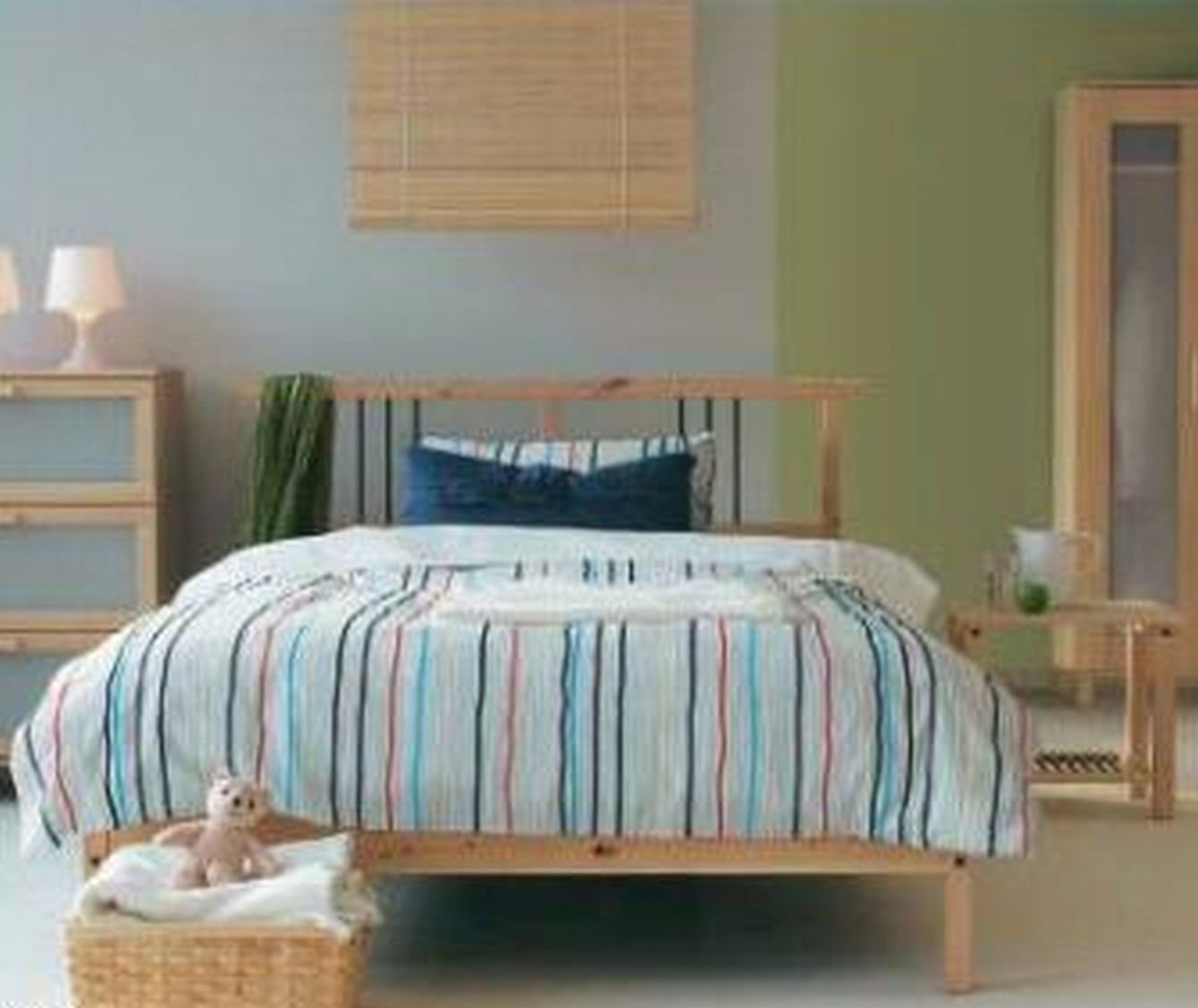 IKEA Tove QUEEN Full Double Duvet COVER Pillowcase Set Stripes Grey Red