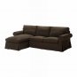IKEA Ektorp 3 seat sofa w Chaise and Footstool Ottoman COVERS Svanby Brown Slipcover Linen Blend
