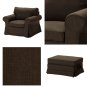 IKEA Ektorp Armchair and Footstool COVER Chair Ottoman Slipcovers SVANBY BROWN linen blend