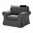 IKEA Ektorp Armchair COVER Chair Slipcover SVANBY GRAY Grey Linen Blend