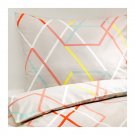 IKEA PS 2014 Queen Full Duvet COVER and Pillowcases Set Modern Geometric Beige Orange Aqua Double