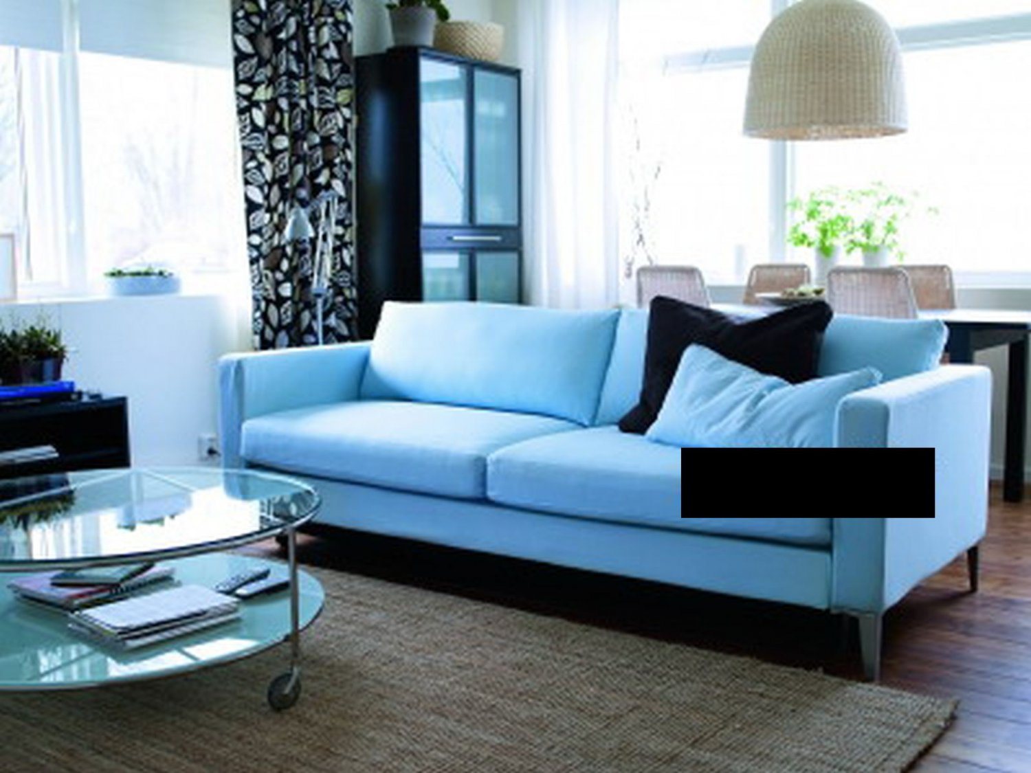 IKEA Karlstad Sofa SLIPCOVER Cover SIVIK Light BLUE 3 Seat Mid Century