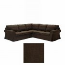 IKEA Ektorp 2+2 Corner Sofa COVER Slipcover SVANBY BROWN Linen Blend 4 Seat Sectional Cvr