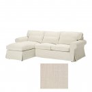 IKEA Ektorp Sofa with Chaise COVER Slipcover SVANBY BEIGE Sectional Cvr Linen Blend