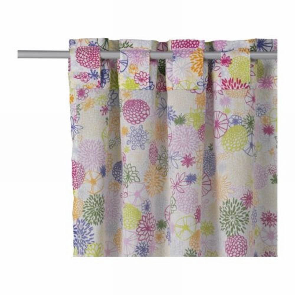 IKEA Renate Flora Flower CURTAINS Semi Sheer FLORAL Pink Green Blue