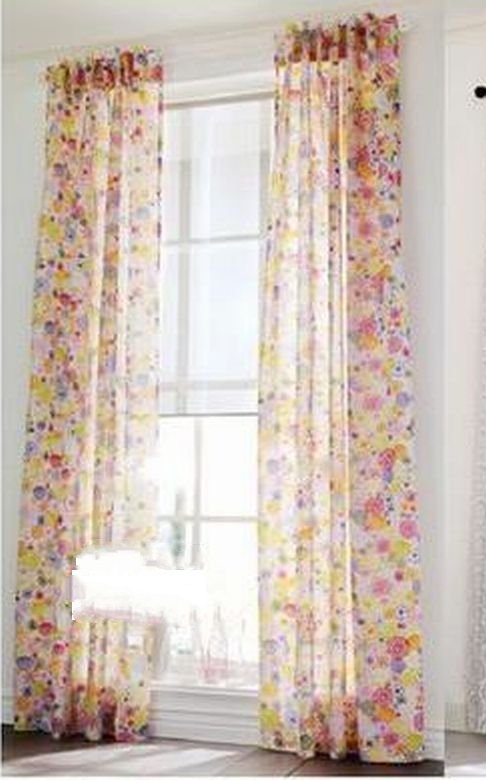 IKEA Renate Flora Flower CURTAINS Semi Sheer FLORAL Pink Green Blue