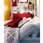 IKEA Birgit Lantlig KING Duvet COVER Pillowcases Set WHITE Red Gold EMBROIDERY Effect