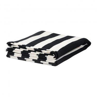 IKEA Eivor Afghan Throw BLANKET Black White STRIPES Knit SOFT Winter