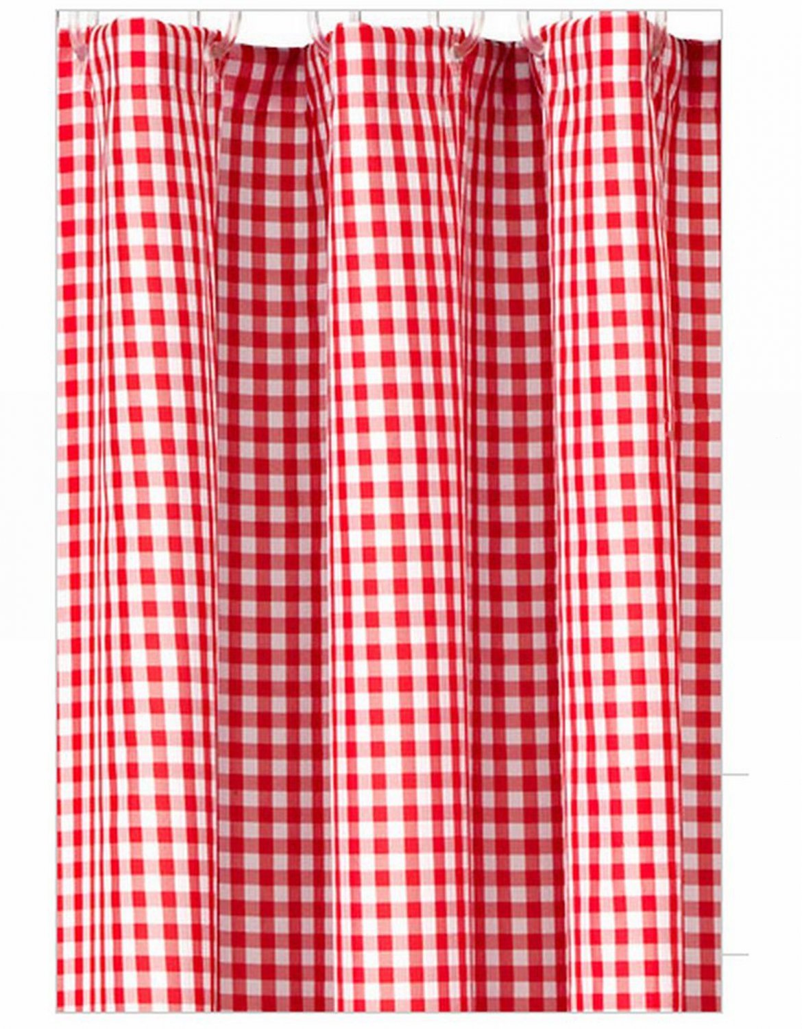 IKEA MARGARETA Fabric SHOWER Curtain RED White CHECKED Gingham XMAS