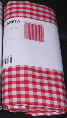 Ikea Margareta Fabric Shower Curtain Red White Checked Gingham Xmas