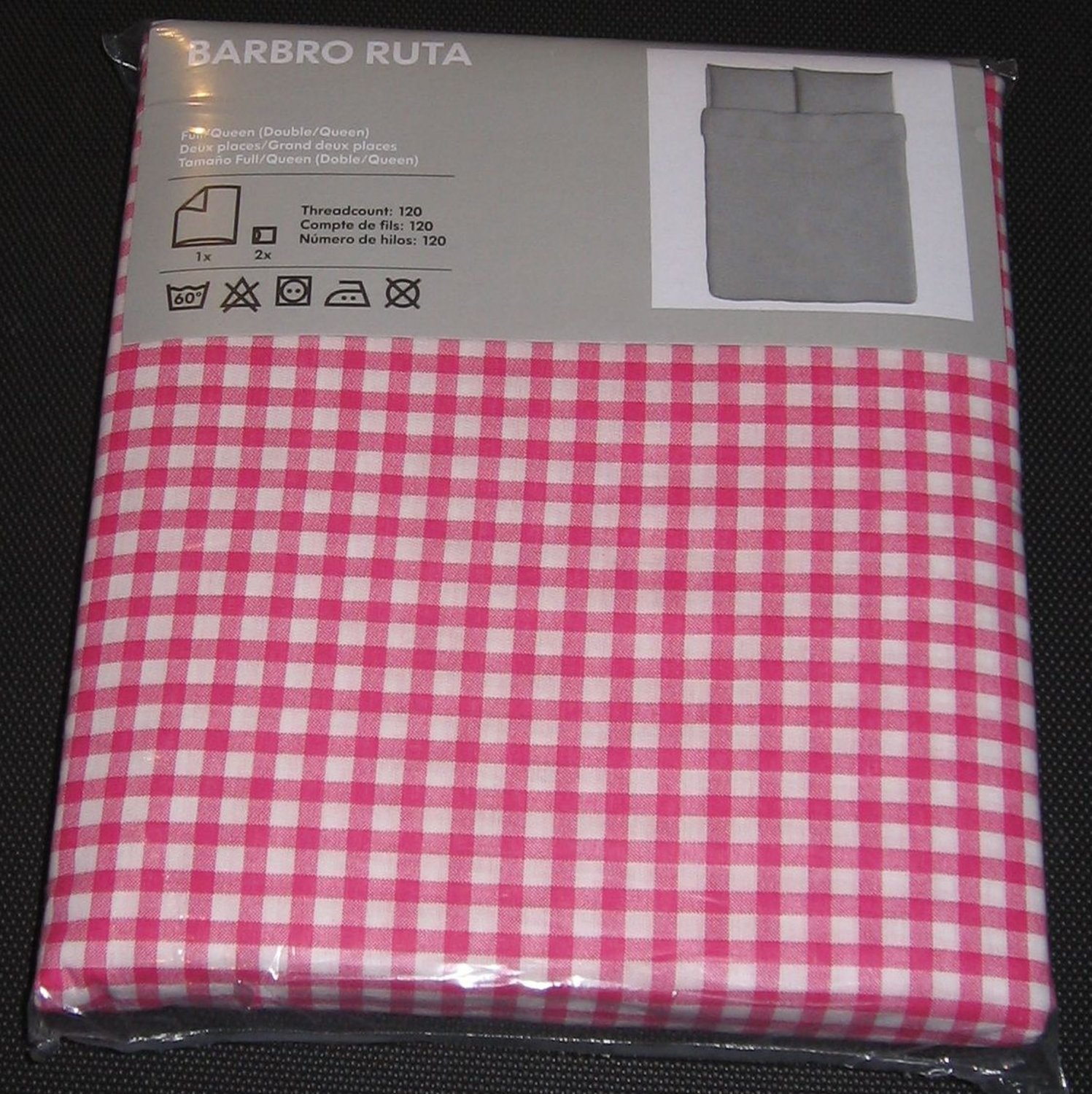 Ikea Barbro Ruta Queen Full Duvet Cover Pillowcases Set Pink