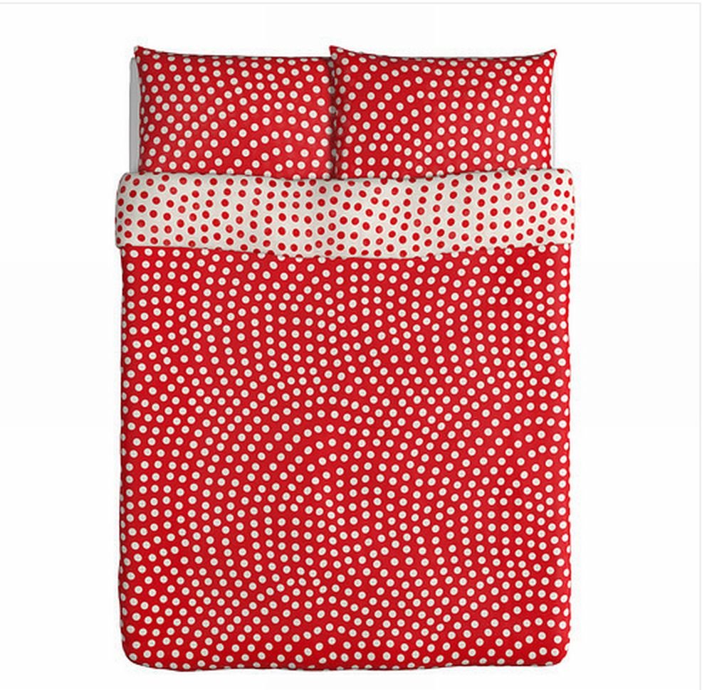 IKEA STENKLOVER QUEEN Duvet COVER Set POLKA DOTS Red STENKLÖVER