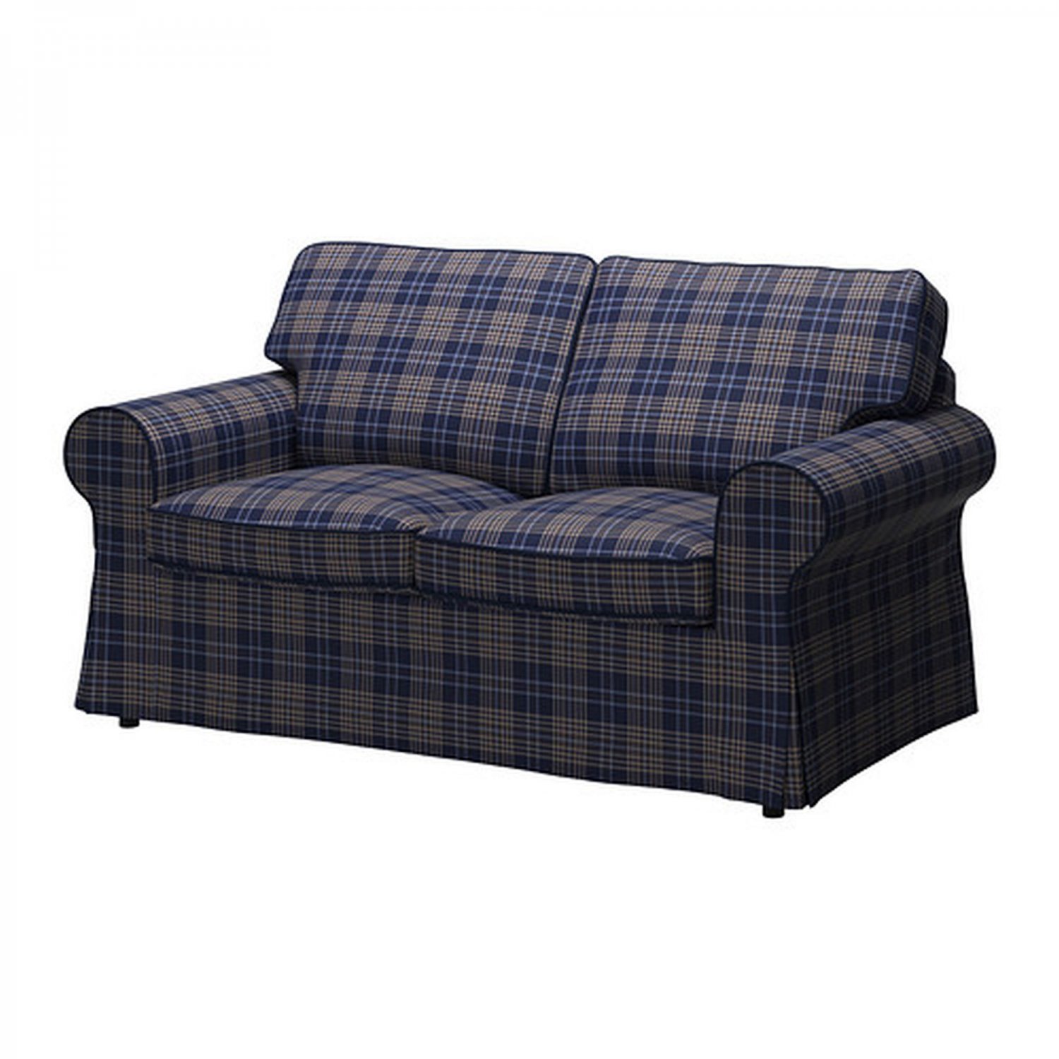 IKEA Ektorp 2 Seat Loveseat Sofa COVER Slipcover RUTNA MULTI Plaid Blue