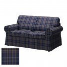 IKEA Ektorp 2 Seat Loveseat Sofa COVER Slipcover RUTNA MULTI Plaid Blue