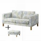 IKEA Karlstad 2 Seat Sofa and Footstool SLIPCOVERS Loveseat Ottoman Cover GRONVIK Grönvik Multi