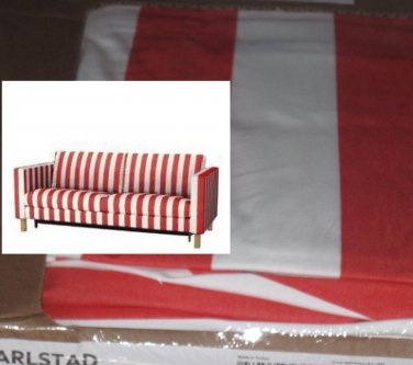IKEA Karlstad Sofa  Bed Sofabed SLIPCOVER Cover RANNEBO RED White Cabana STRIPES