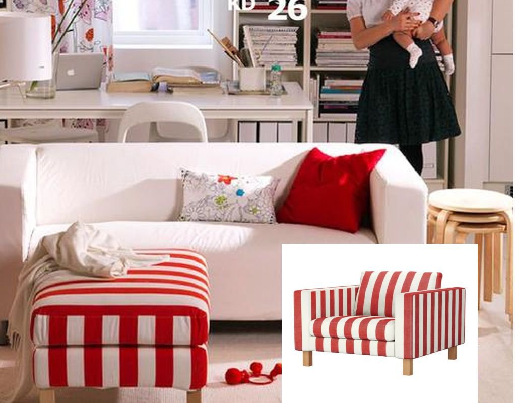 IKEA Karlstad Armchair and Footstool SLIPCOVER Chair Ottoman Cover