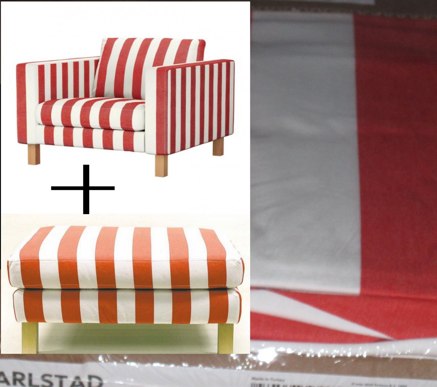 Ikea Karlstad Armchair And Footstool Slipcover Chair Ottoman Cover Rannebo Red White Stripes Footstool Slipcover Chair Ottoman Cover, Ikea Chair And Ottoman Covers
