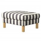 Ikea KARLSTAD Footstool Ottoman SLIPCOVER Cover RANNEBO BLACK White Stripes