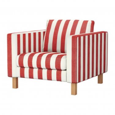 IKEA Karlstad Armchair SLIPCOVER Chair Cover RANNEBO RED White Stripes Cabana
