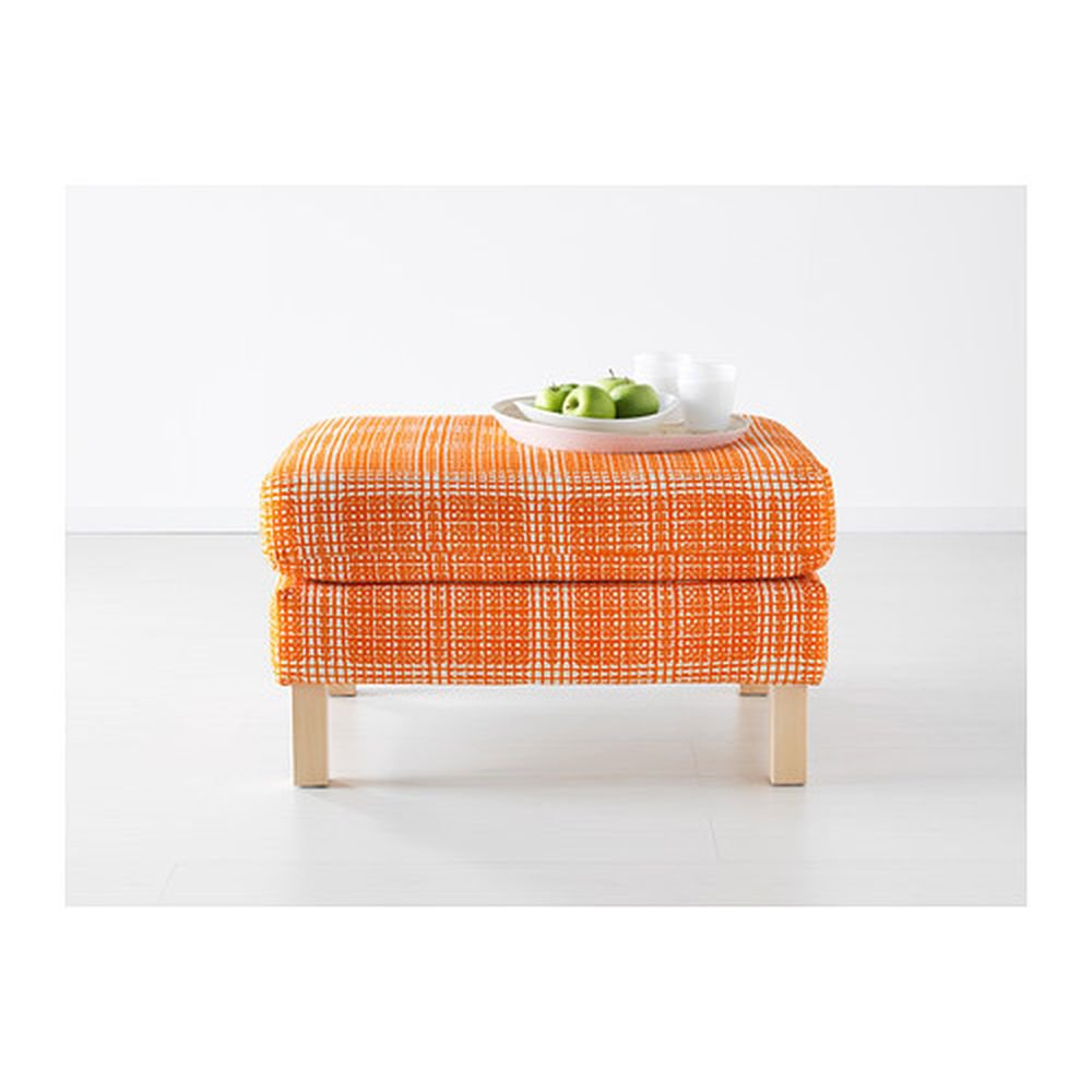 IKEA Karlstad Footstool Ottoman SLIPCOVER Cover HUSIE ORANGE Retro Print