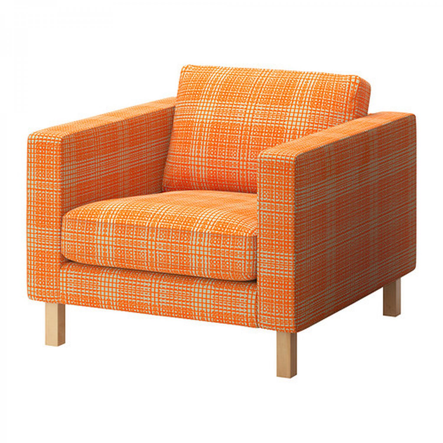 IKEA KARLSTAD HUSIE ORANGE Armchair and Footstool SLIPCOVER Chair