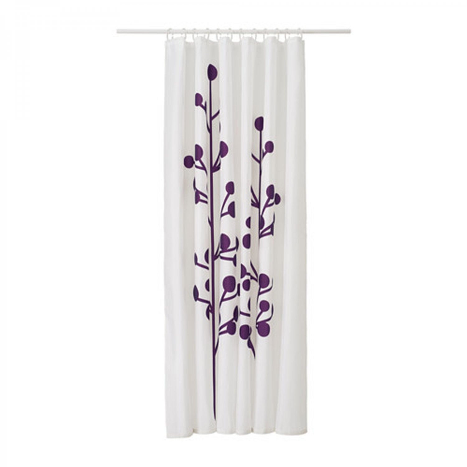 IKEA DRAMSELVA Fabric SHOWER Curtain LILAC Purple Floral Pattern WHITE