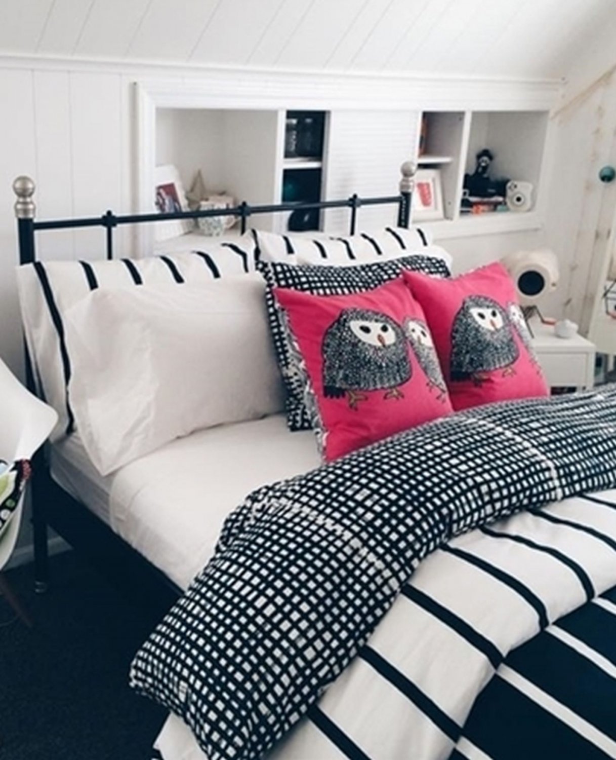 IKEA GULORT OWL Cushion COVER Pillow Sham PINK Black WHITE 20" x 20" GULÖRT