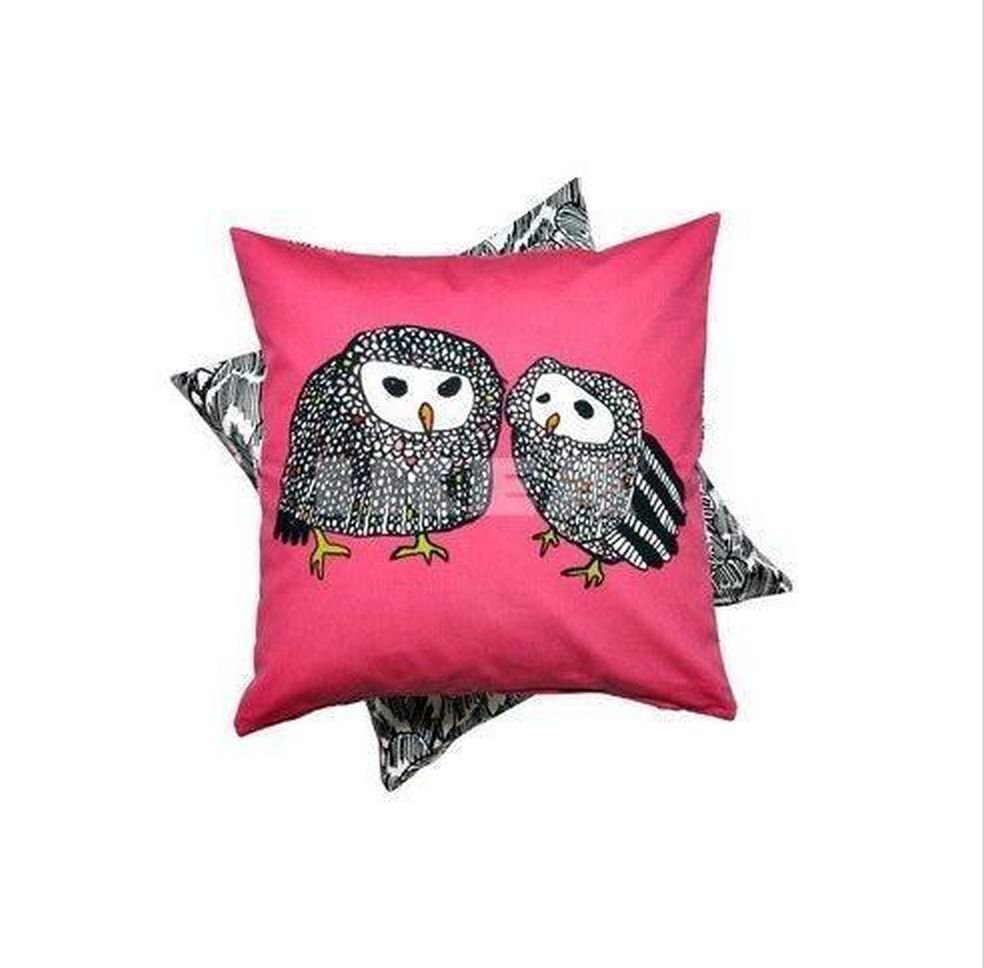 IKEA GULORT OWL Cushion COVER Pillow Sham PINK Black WHITE 20" x 20" GULÖRT