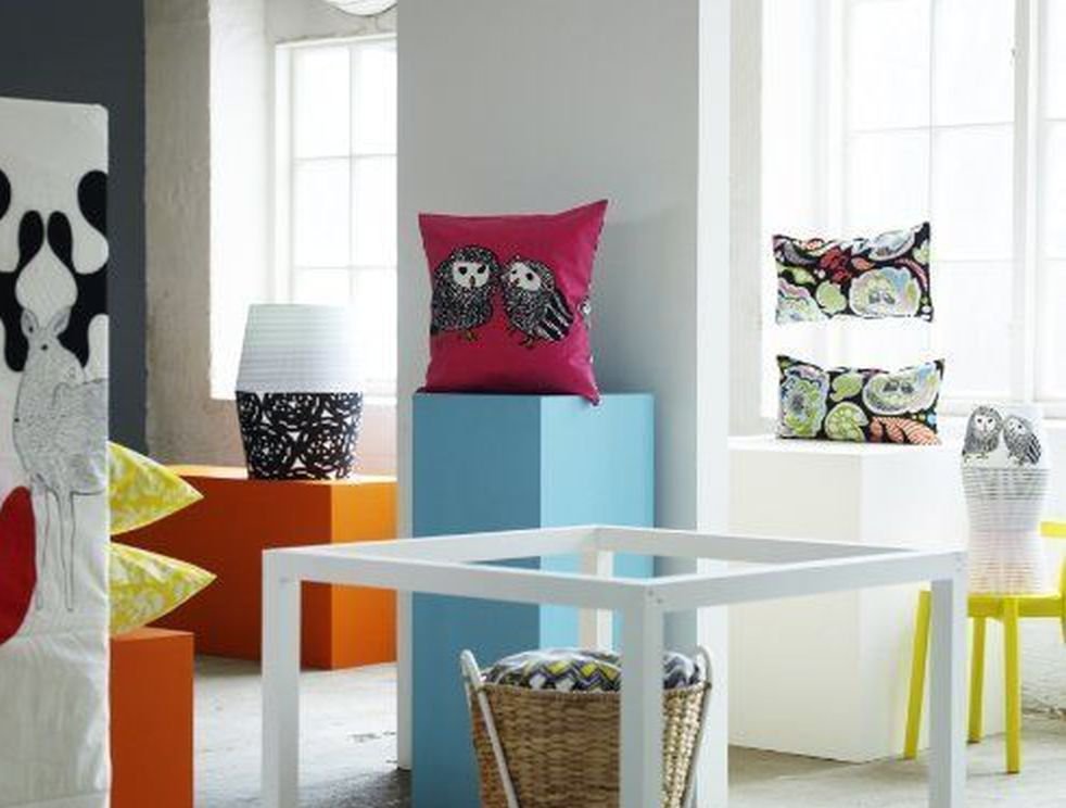 IKEA GULORT OWL Cushion COVER Pillow Sham PINK Black WHITE 20" x 20" GULÖRT