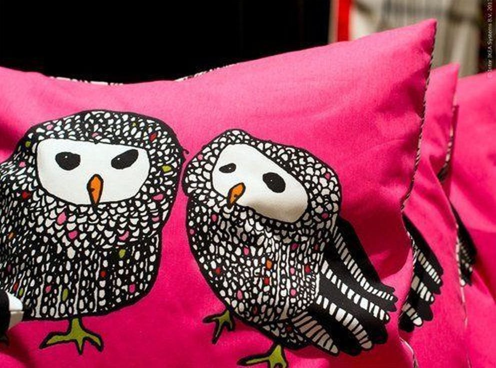 IKEA GULORT OWL Cushion COVER Pillow Sham PINK Black WHITE 20" x 20" GULÖRT