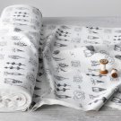 IKEA SISSELA Fabric Material BOTANICAL Print DARK GRAY White 1 Yd Grey