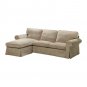 IKEA Ektorp Loveseat sofa w Chaise COVER 3-seat sectional Slipcover VELLINGE BEIGE