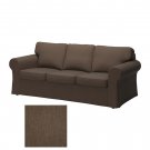 IKEA Ektorp 3 Seat Sofa SLIPCOVER Cover JONSBODA BROWN Denim look Rustic charm