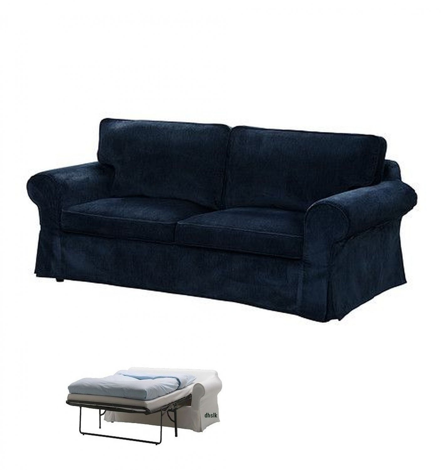 IKEA Ektorp Slipcovers for Sofa Bed and Footstool VELLINGE DARK BLUE